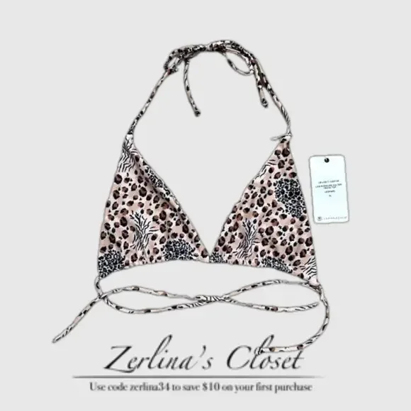 Animal Print Halter Bikini Top Lahana Swim AU XL/US 10 - Picture 2 of 8